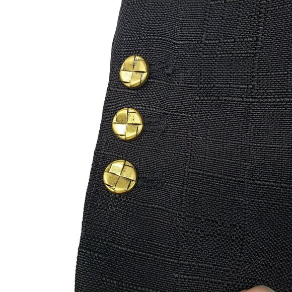 Tuckernuck Diana Black Textured Tweed Double Breasted Blazer Gold Buttons - Picture 4 of 11